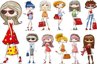 karikatür moda kızlar