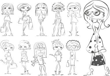 karikatür moda kızlar