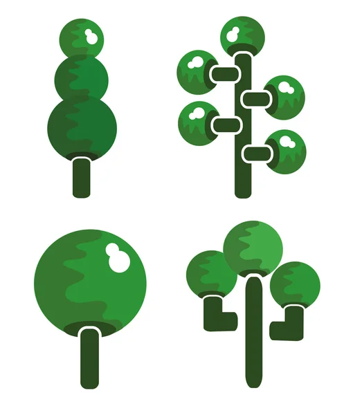 Iconos de árbol de dibujos animados — Vector de stock