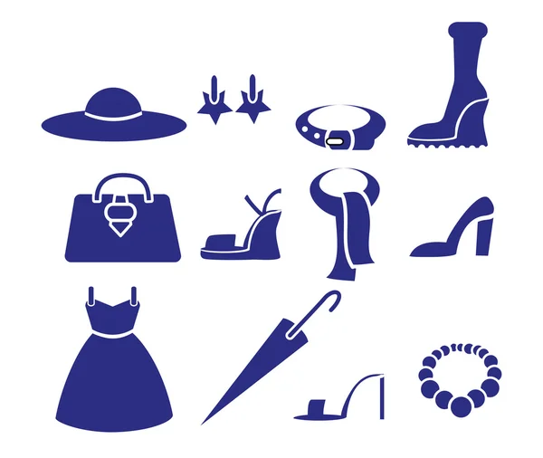 Iconos de ropa y accesorios para mujer — Archivo Imágenes Vectoriales