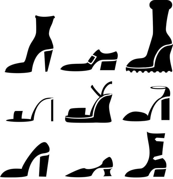 Ikoner av olika skor — Stock vektor