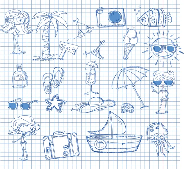 Conjunto de ícones de viagem doodle —  Vetores de Stock