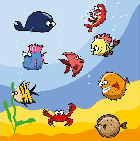 Kreslený roztomilé mořské ryby — Stockový vektor