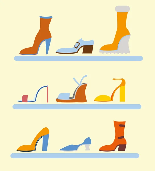 Iconos de zapatos diferentes — Archivo Imágenes Vectoriales