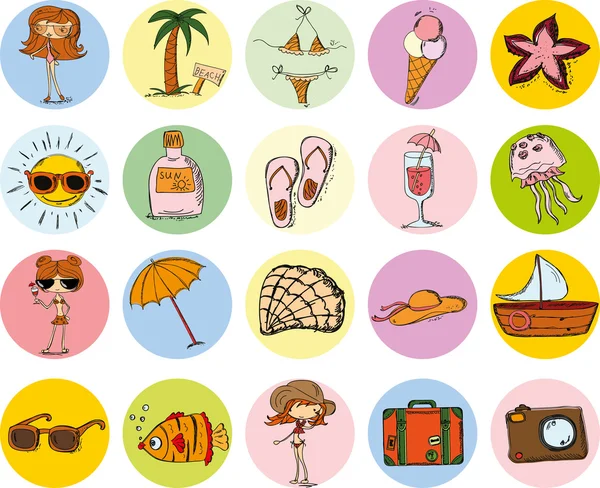 Set of doodle travel icons — Stock Vector