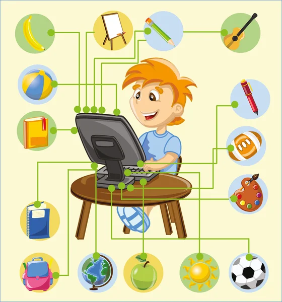 Education for kid's with cartoon icons — Stock Vector