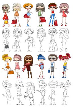 karikatür moda kızlar