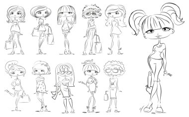 karikatür moda kızlar