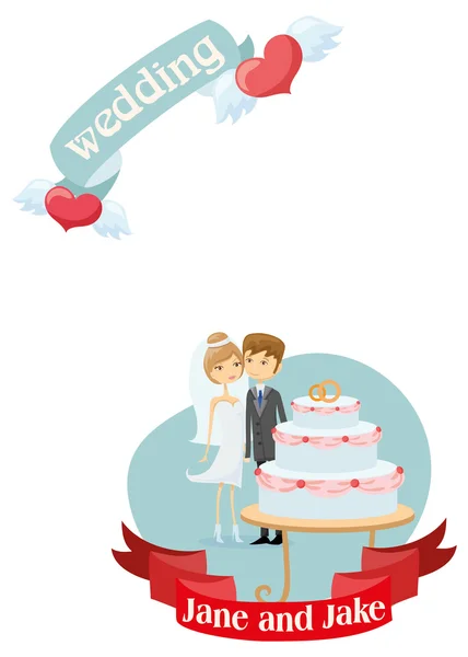 Hochzeitsbild, Braut und Bräutigam — Stockvektor