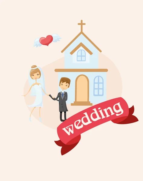 Wedding picture, bride and groom — Stock Vector