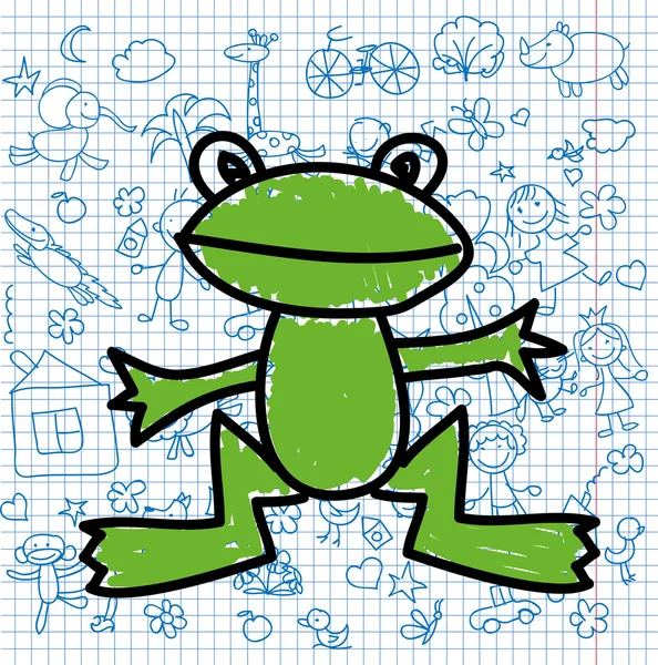 Dibujos infantiles de rana — Vector de stock
