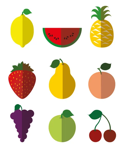 Iconos de frutas planas — Archivo Imágenes Vectoriales