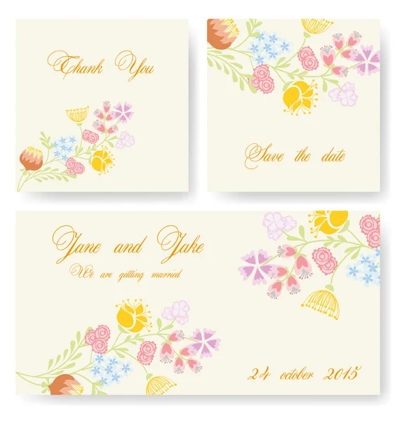 Tarjetas de invitación de boda — Vector de stock