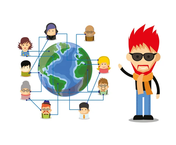 Iconos Avatar en el mundo — Vector de stock