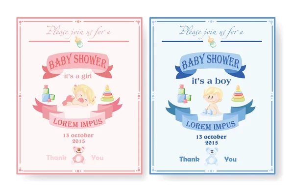 Baby shower uitnodigingen — Stockvector