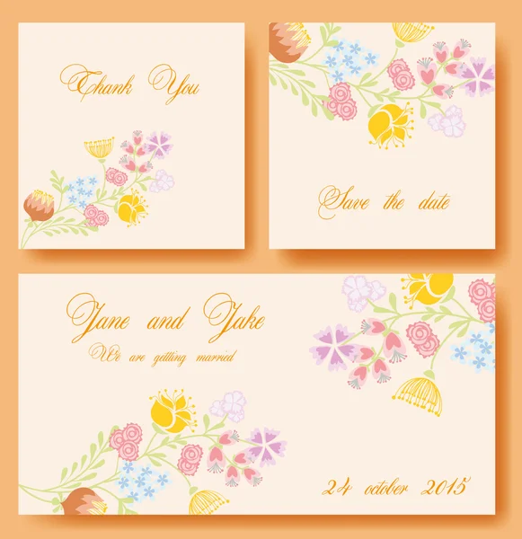 Tarjetas de invitación de boda — Vector de stock