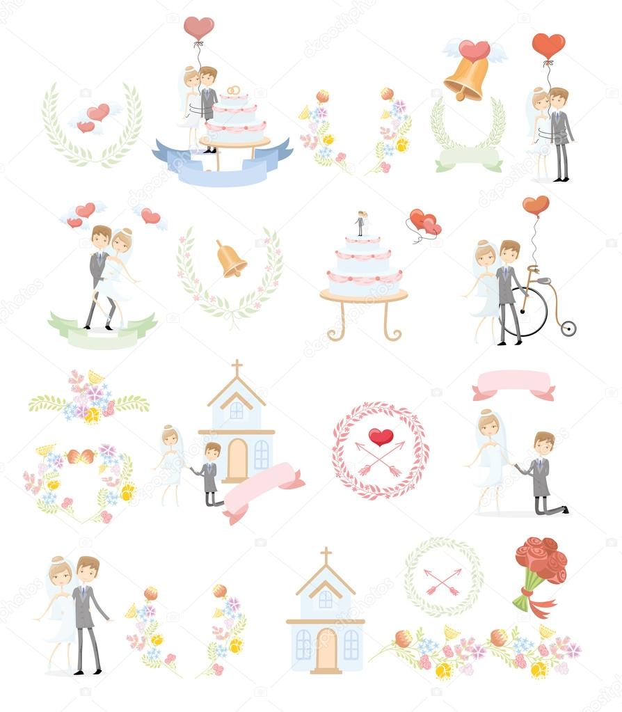 Set of wedding design template