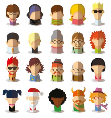 karakter avatar simgeleri düz tasarım