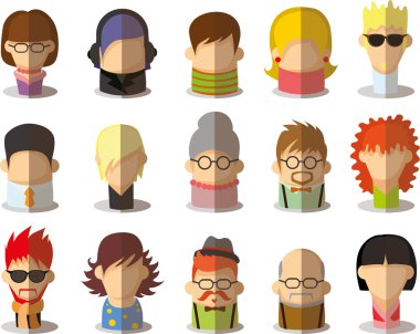 Karakter avatar simgeleri düz tasarım