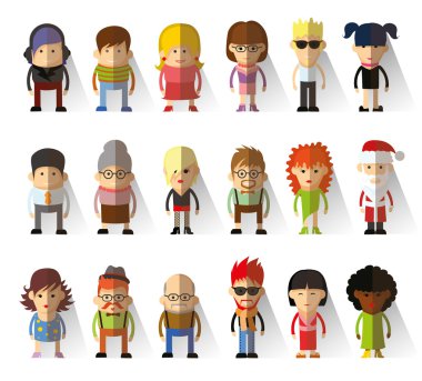 karakter avatar simgeleri düz tasarım