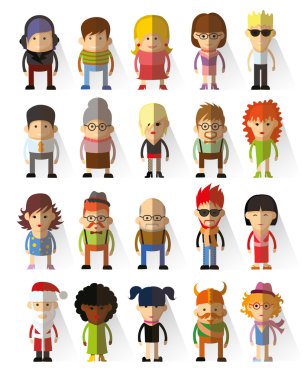 karakter avatar simgeleri düz tasarım