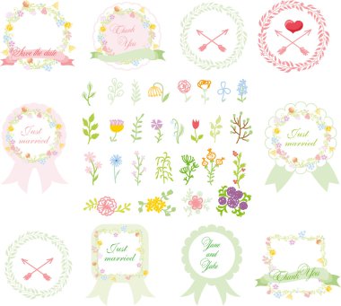 Çiçekli Çerçeve ve çiçek kümesi