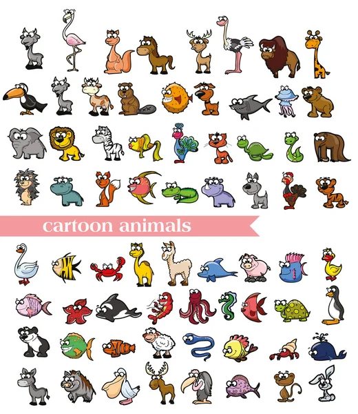 Set of cartoon animals — Stock Vector
