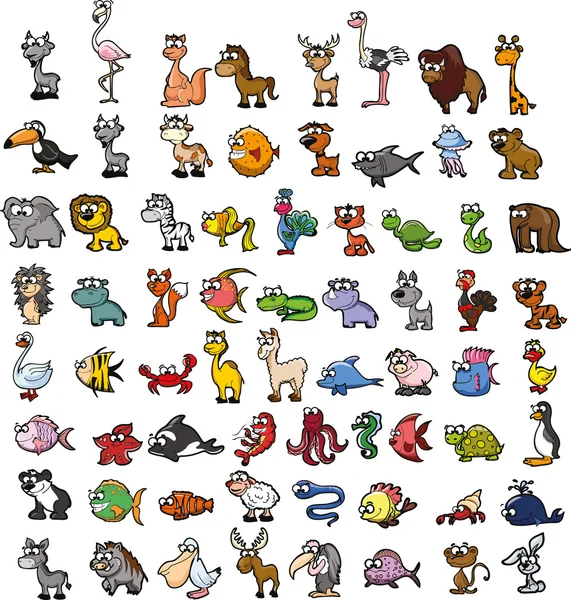 Set van tekenfilmdieren — Stockvector