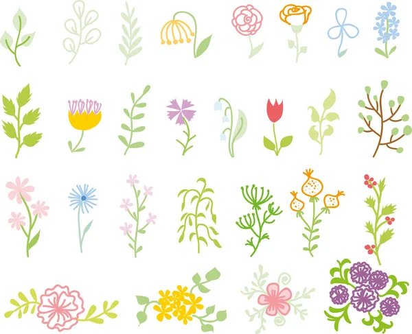 Conjunto de elementos de diseño floral — Vector de stock