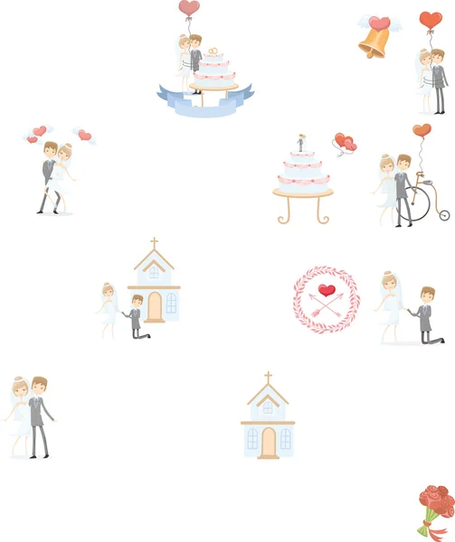Ensemble d'éléments de conception de modèle de mariage — Image vectorielle