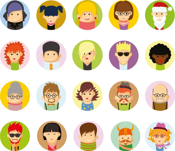 Character avatar icons in flat design — Stock Vector