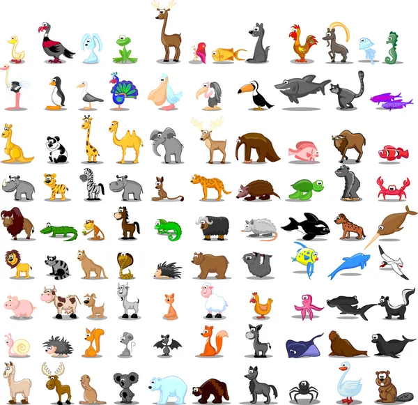 Juego de animales de dibujos animados — Vector de stock