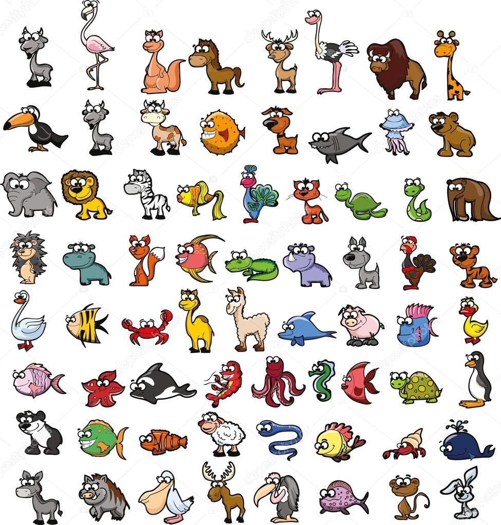 Set of cartoon animals