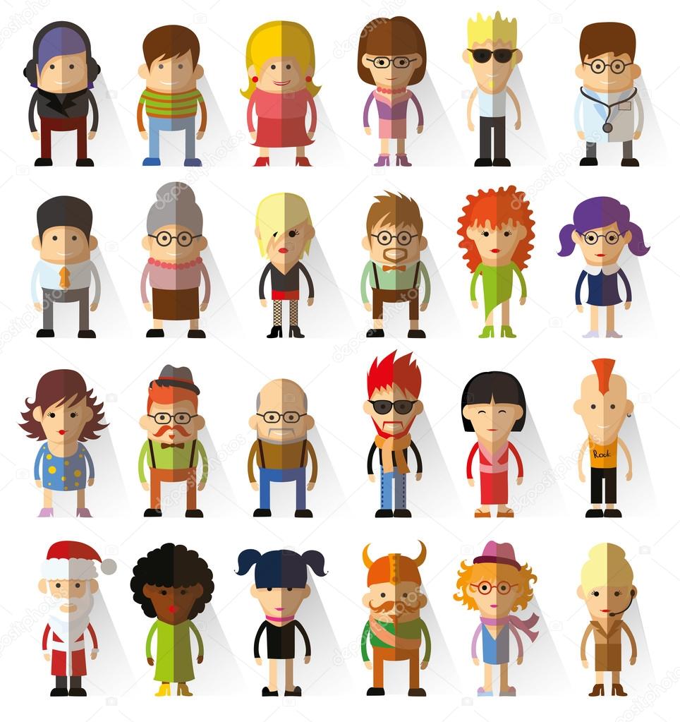 Character avatar icons in flat design