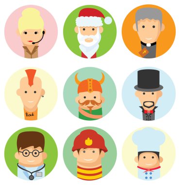 Sevimli karakter avatar kümesi