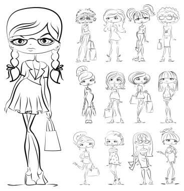 karikatür moda kızlar