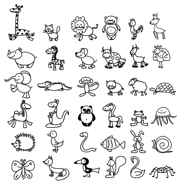 Dibujos de animales lindos — Vector de stock