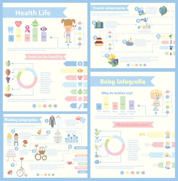 Set dari Infographics berbeda - Stok Vektor