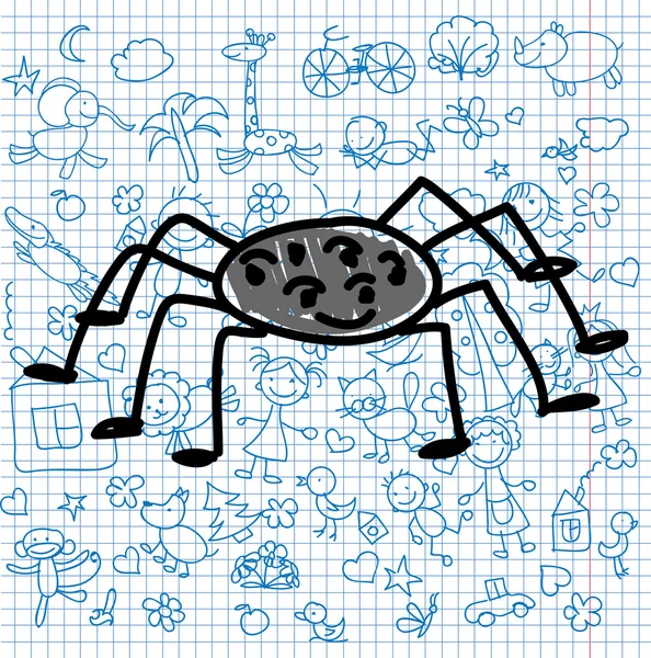 Desenho de aranha doodle — Vetor de Stock