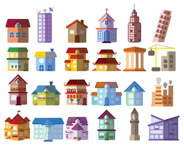 Ensemble de différents bâtiments — Image vectorielle