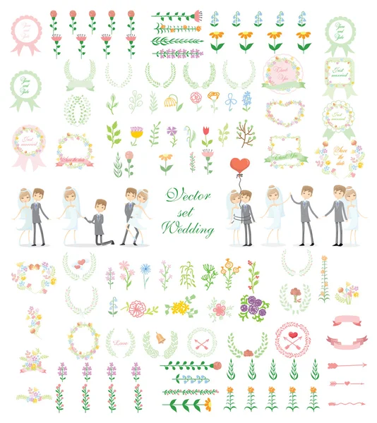 Ensemble de conception de mariage — Image vectorielle