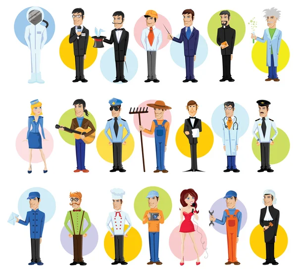 Personajes de diferentes profesiones — Vector de stock
