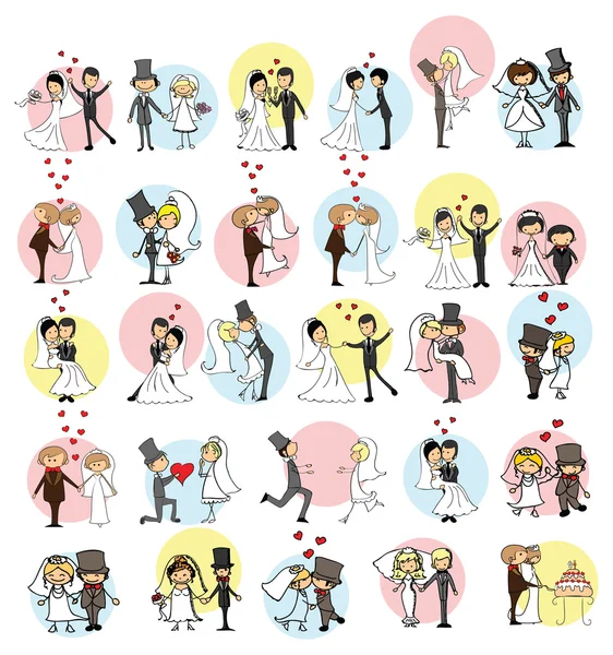 Set of wedding pictures — Stock Vector