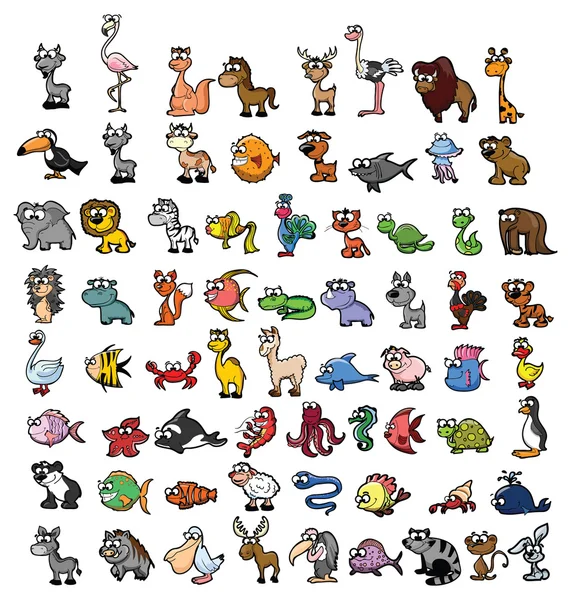 Set of  cartoon animals — Stock Vector