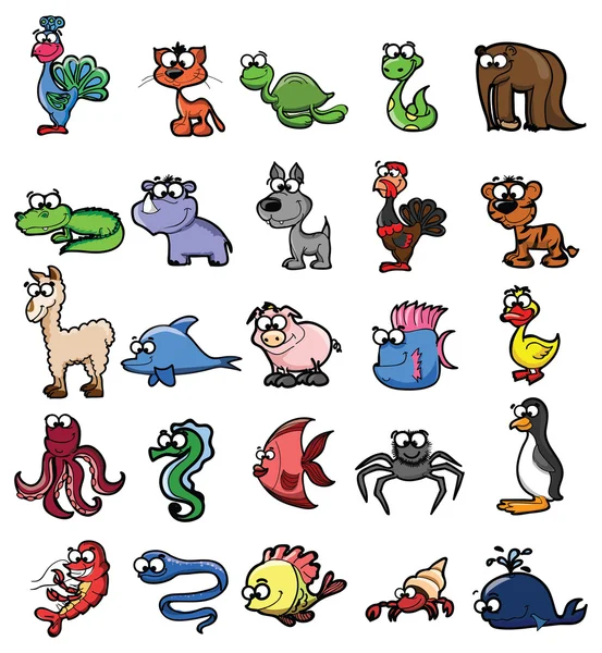Animales garabatos de dibujos animados — Vector de stock