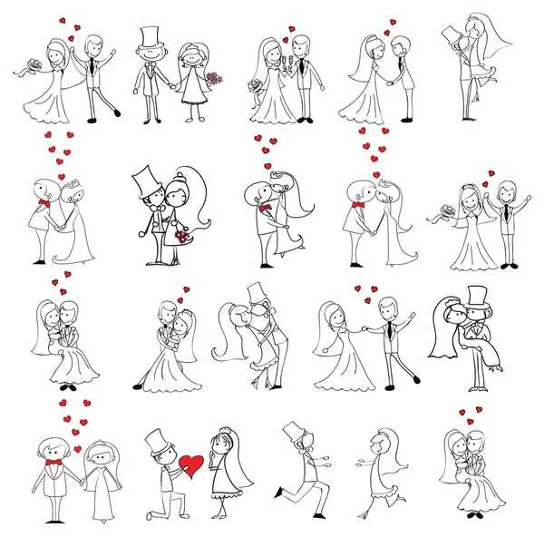 Conjunto de fotos de boda — Vector de stock