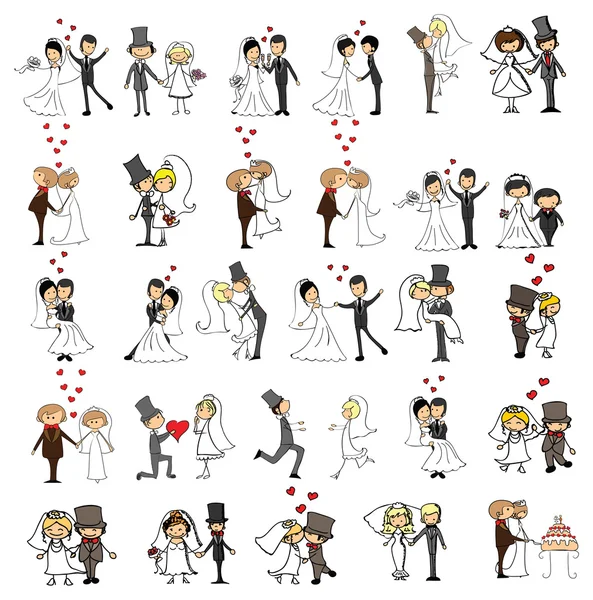 Conjunto de fotos de boda — Vector de stock