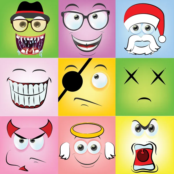 Faces with different emotions — Stock Vector