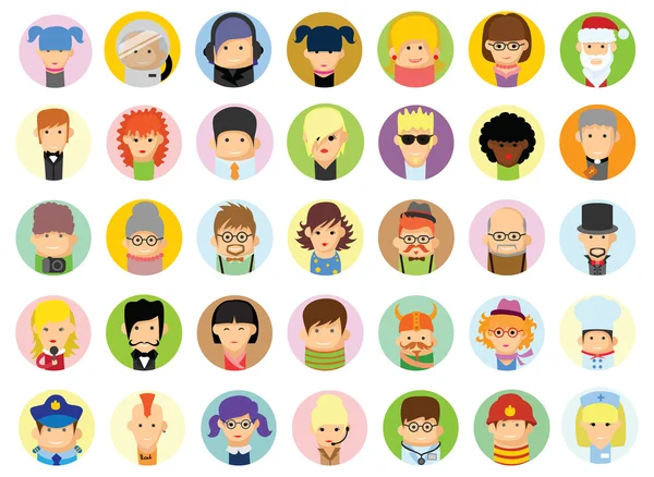 Lindo personaje avatar iconos — Vector de stock