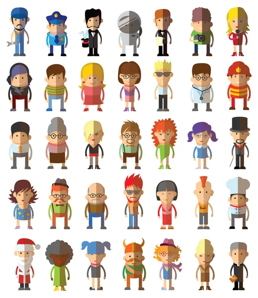 Lindo personaje avatar iconos — Vector de stock